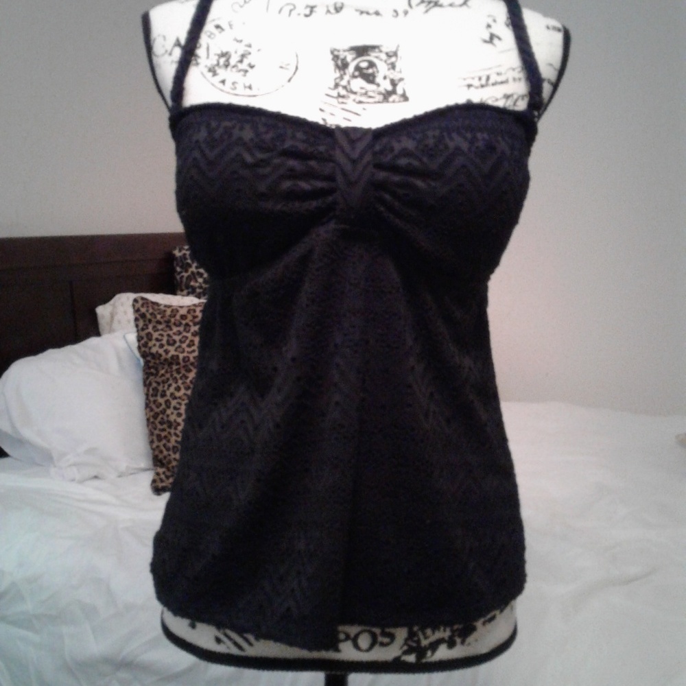 Catalina Black Bathing Suit Top, L (12/14), Slim!